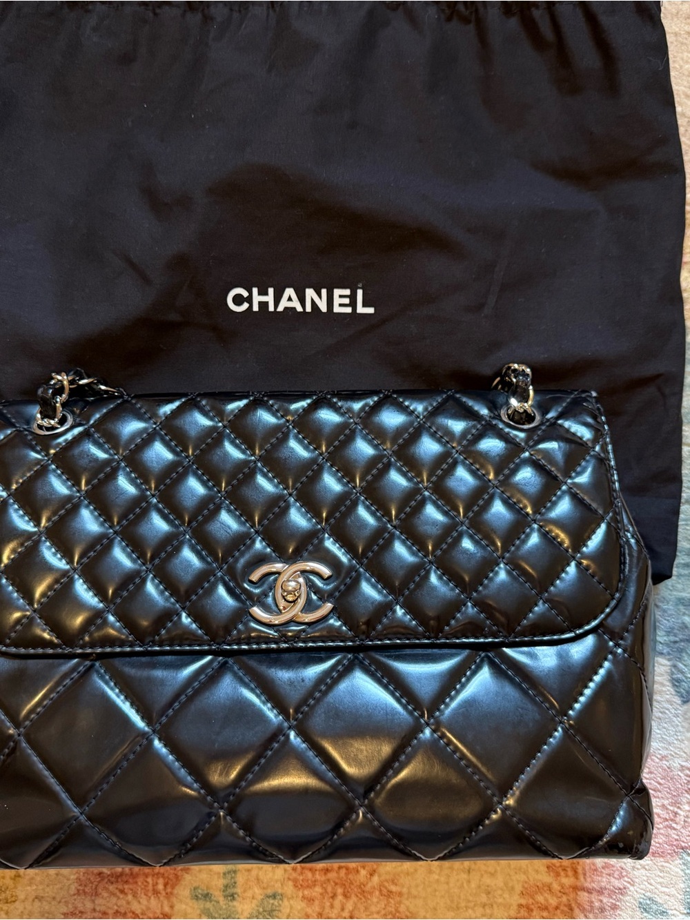CHANEL In The Business Patent Leather Black Maxi